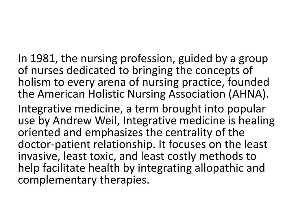 in 1981 the nursing profession guided by a group