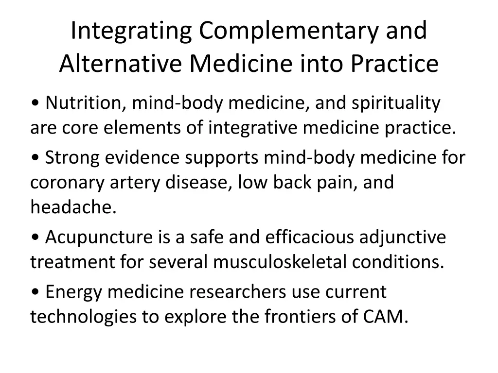integrating complementary and alternative
