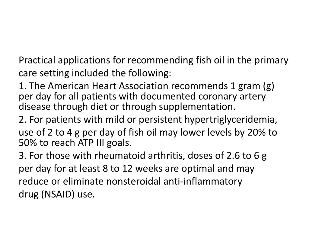 practical applications for recommending fish
