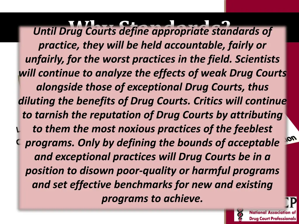 key moments in nadcp history why standards until