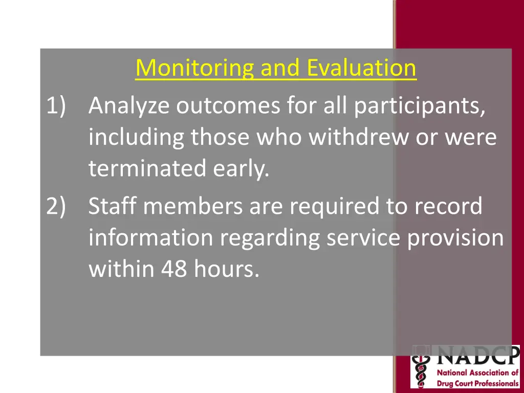 monitoring and evaluation 1 analyze outcomes