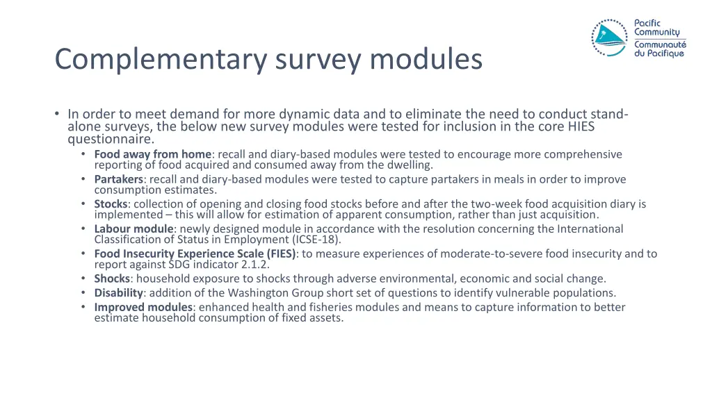 complementary survey modules