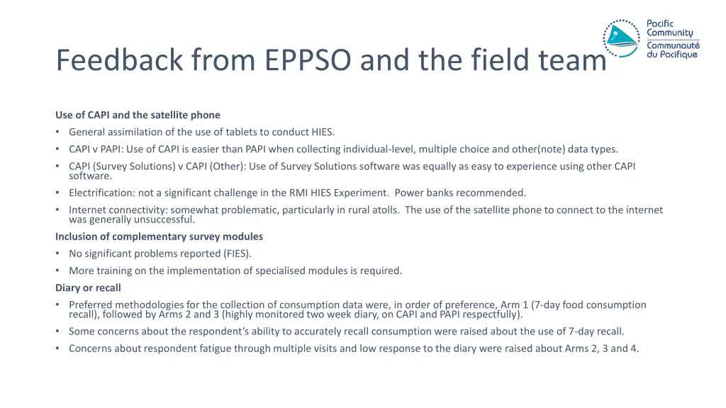 feedback from eppso and the field team