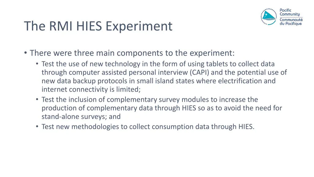 the rmi hies experiment