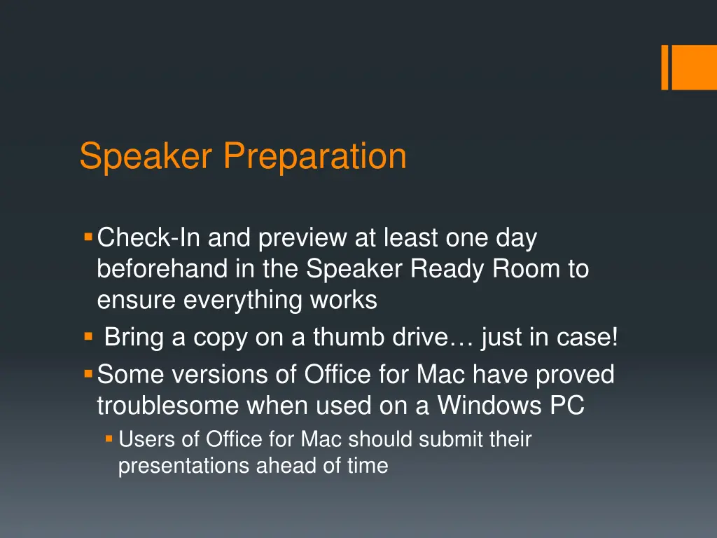 speaker preparation