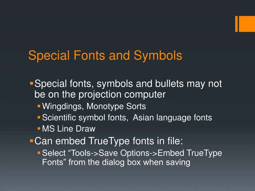 special fonts and symbols
