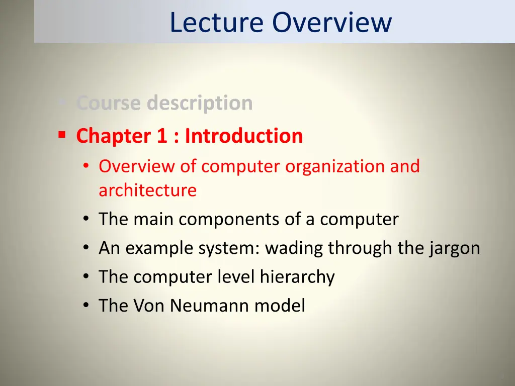lecture overview 1