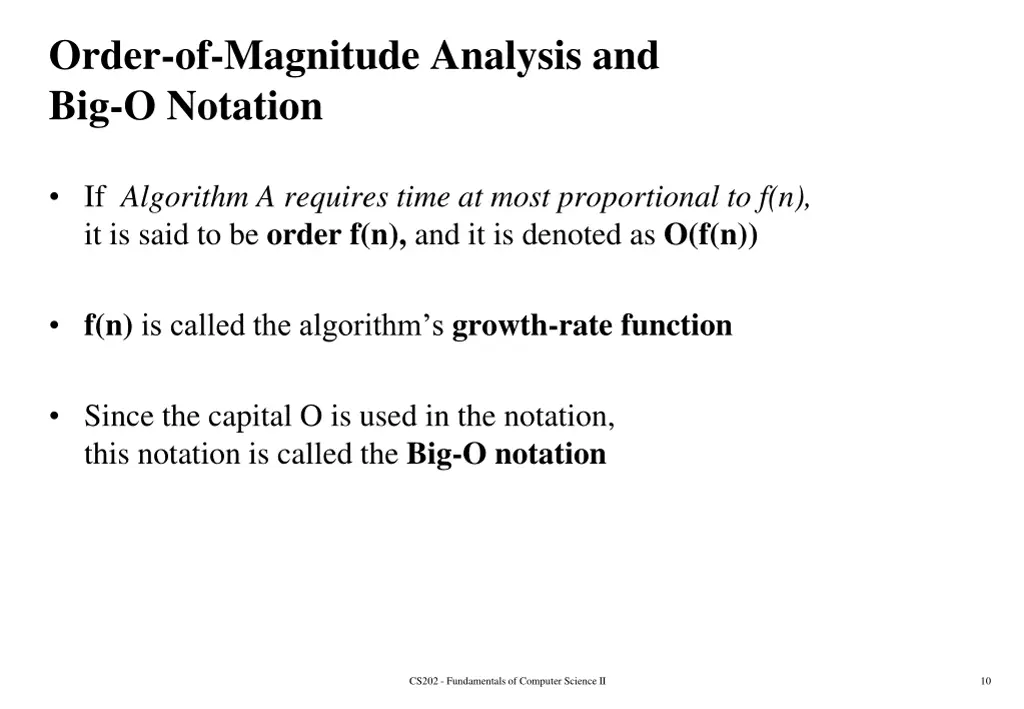 order of magnitude analysis and big o notation
