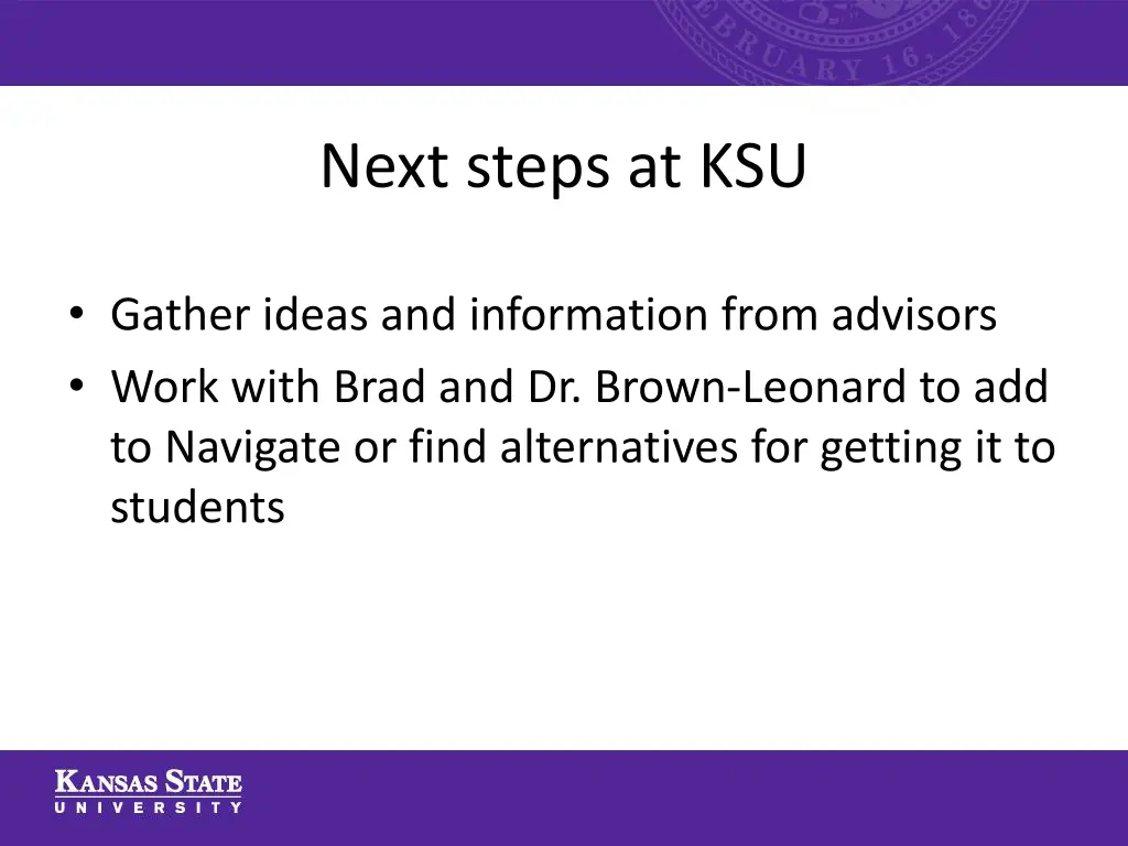 next steps at ksu