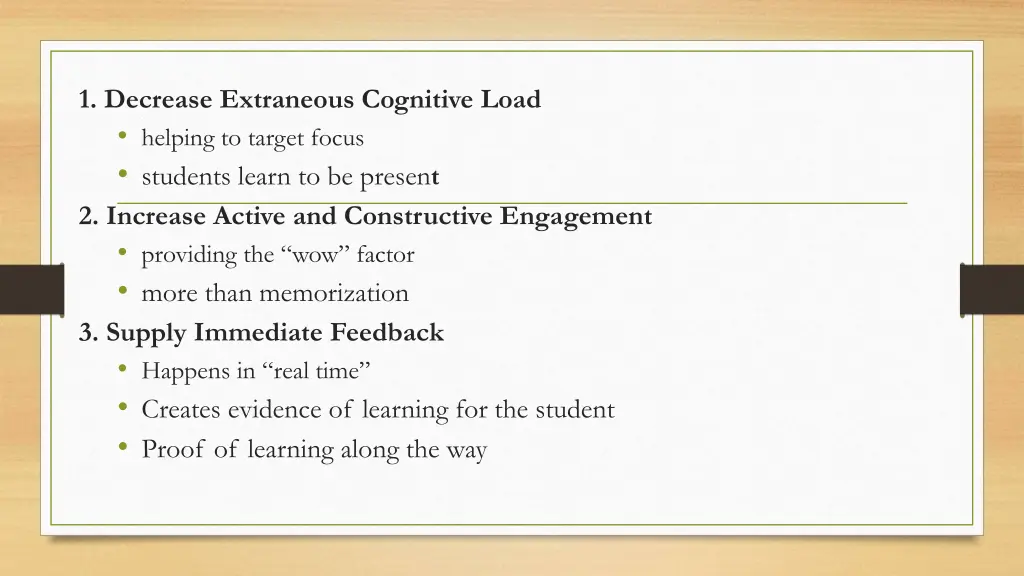 1 decrease extraneous cognitive load helping