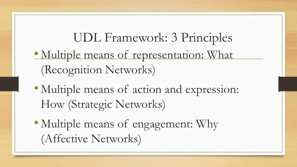 udl framework 3 principles multiple means