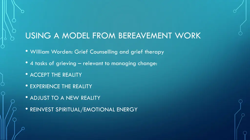 using a model from bereavement work