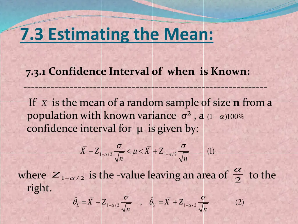 7 3 estimating the mean