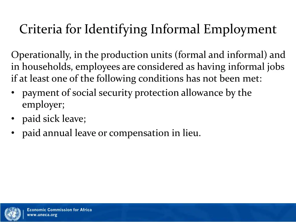 criteria for identifying informal employment