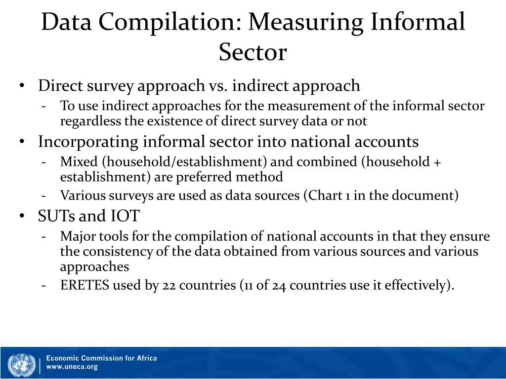 data compilation measuring informal sector