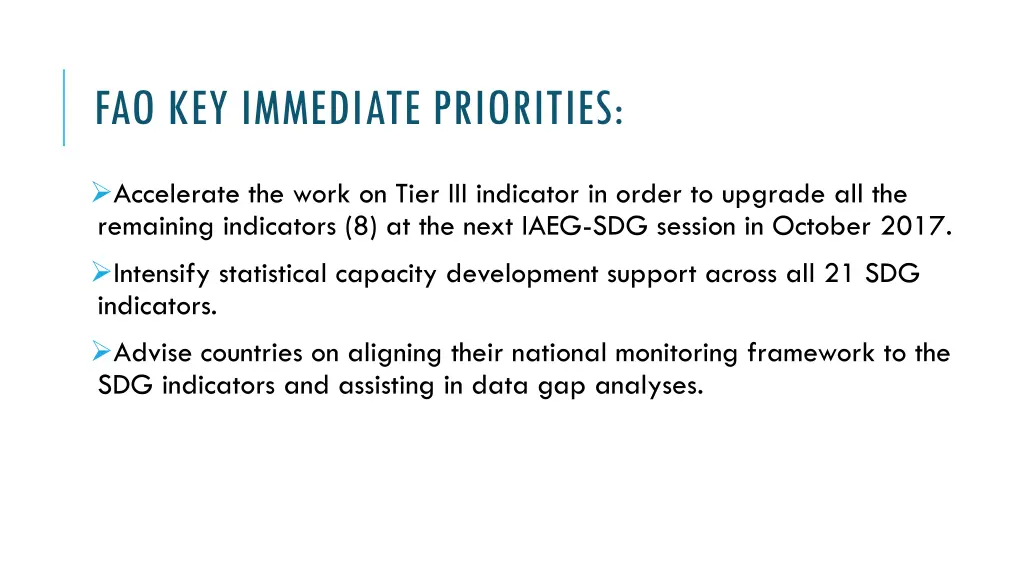 fao key immediate priorities