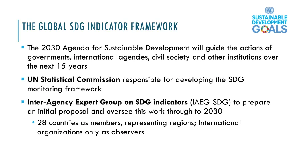 the global sdg indicator framework
