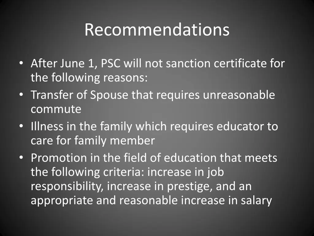 recommendations 1