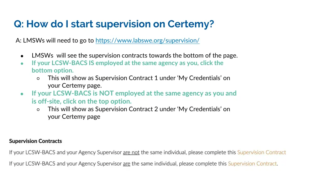 q how do i start supervision on certemy