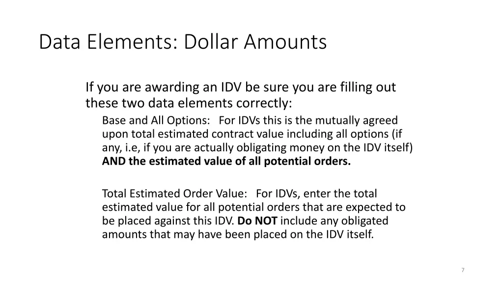 data elements dollar amounts 1