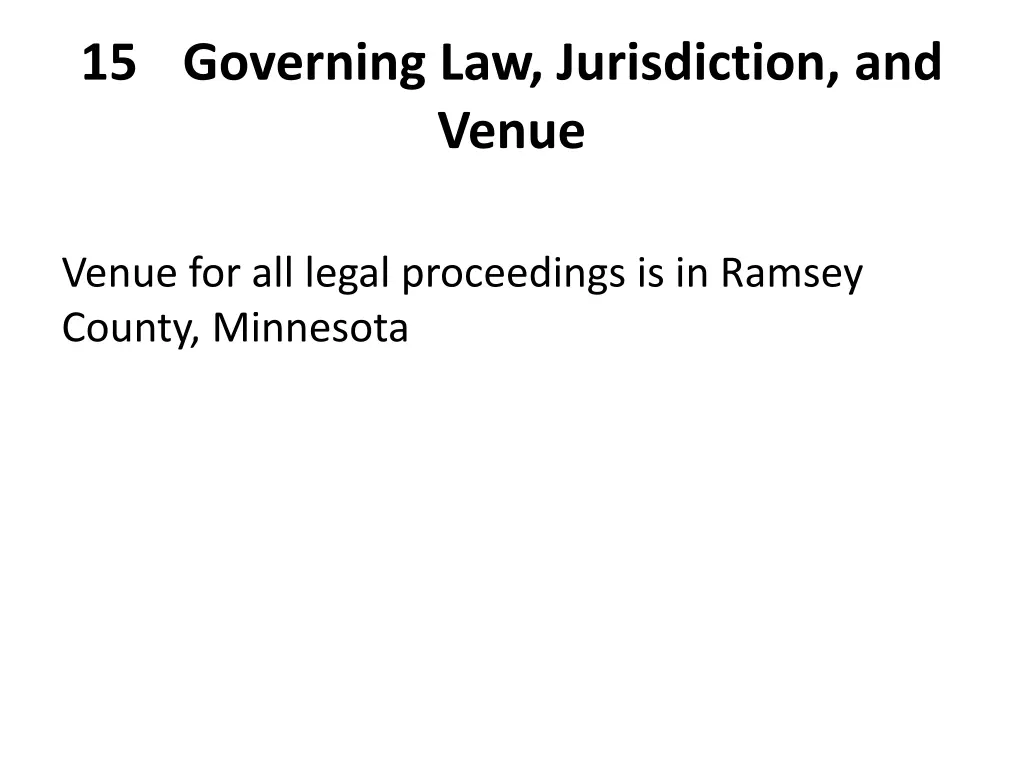 15 governing law jurisdiction and venue