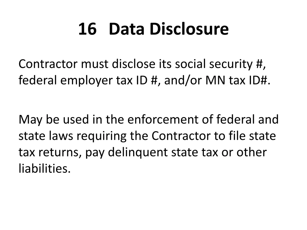 16 data disclosure