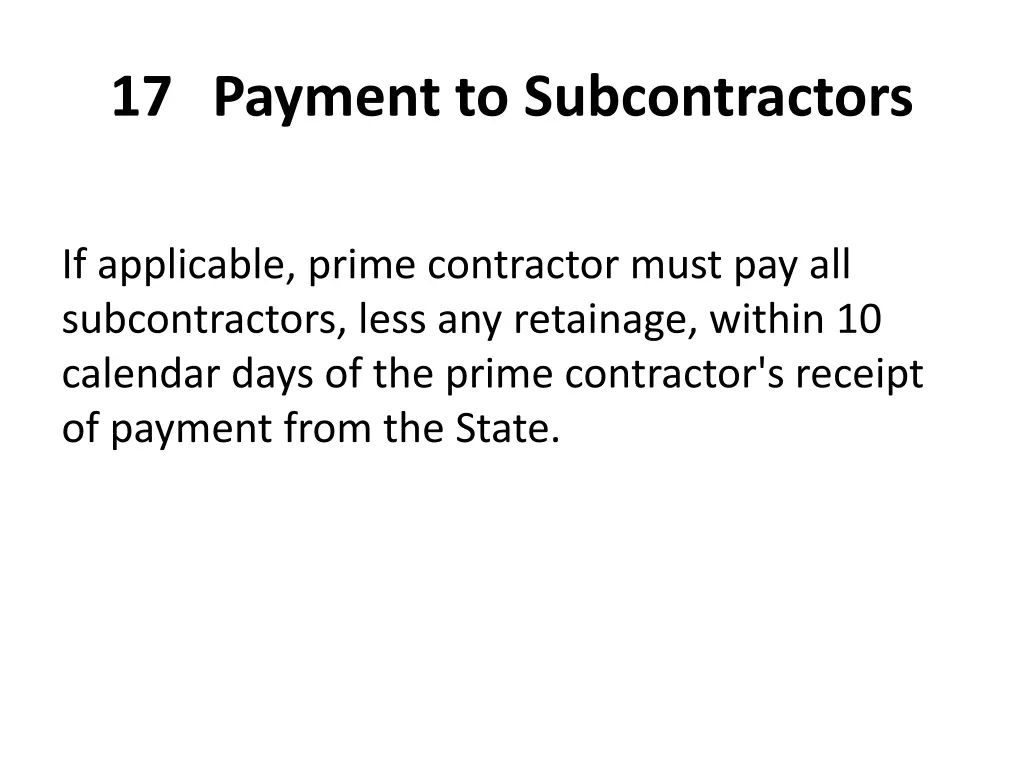 17 payment to subcontractors