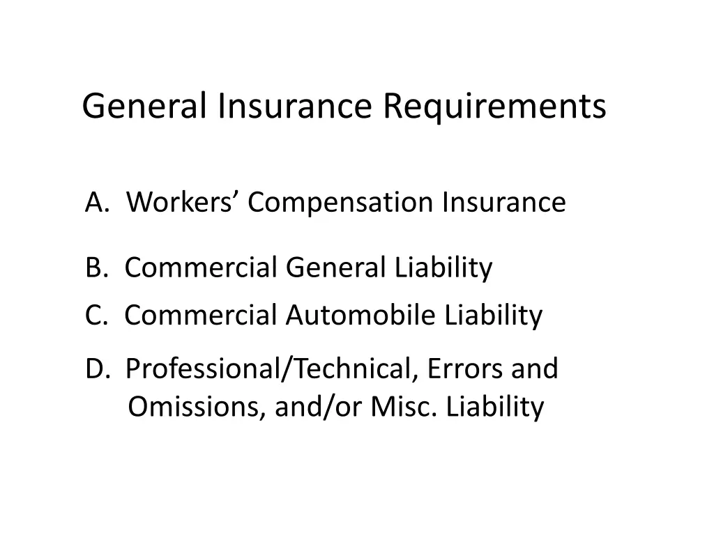 general insurance requirements