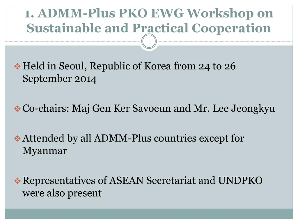 1 admm plus pko ewg workshop on sustainable