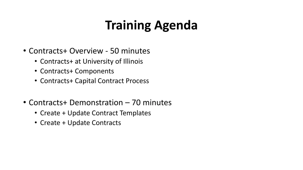 training agenda