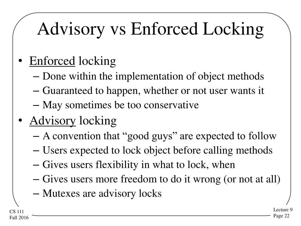 advisory vs enforced locking