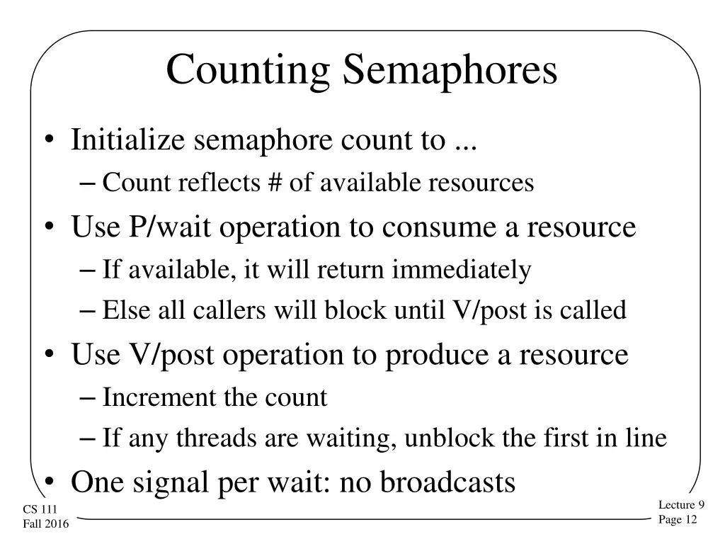 counting semaphores