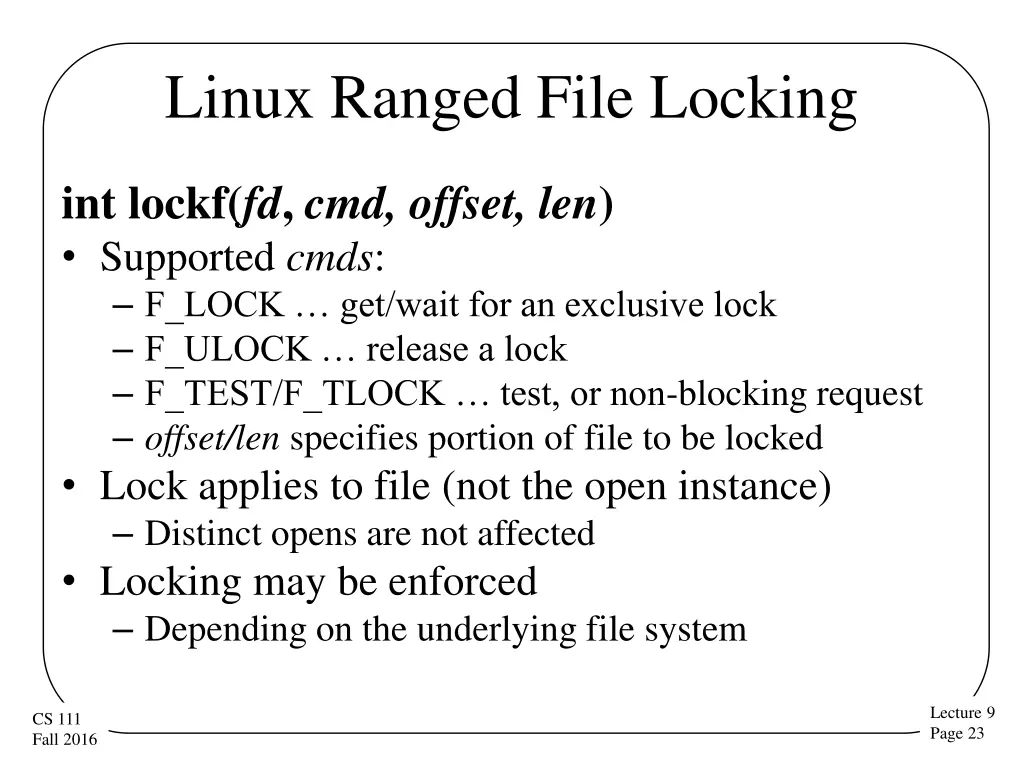 linux ranged file locking
