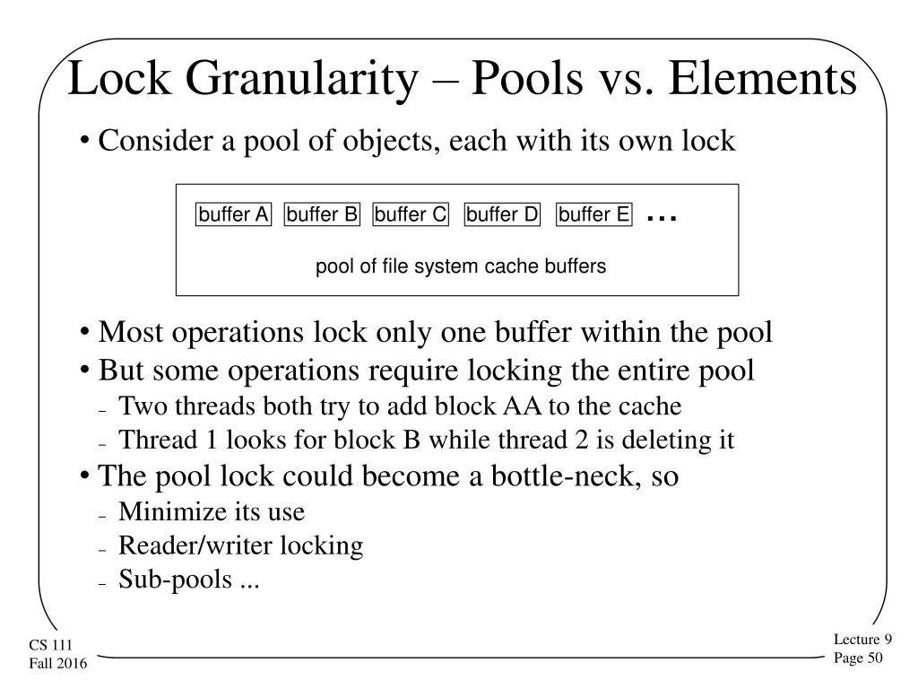 lock granularity pools vs elements