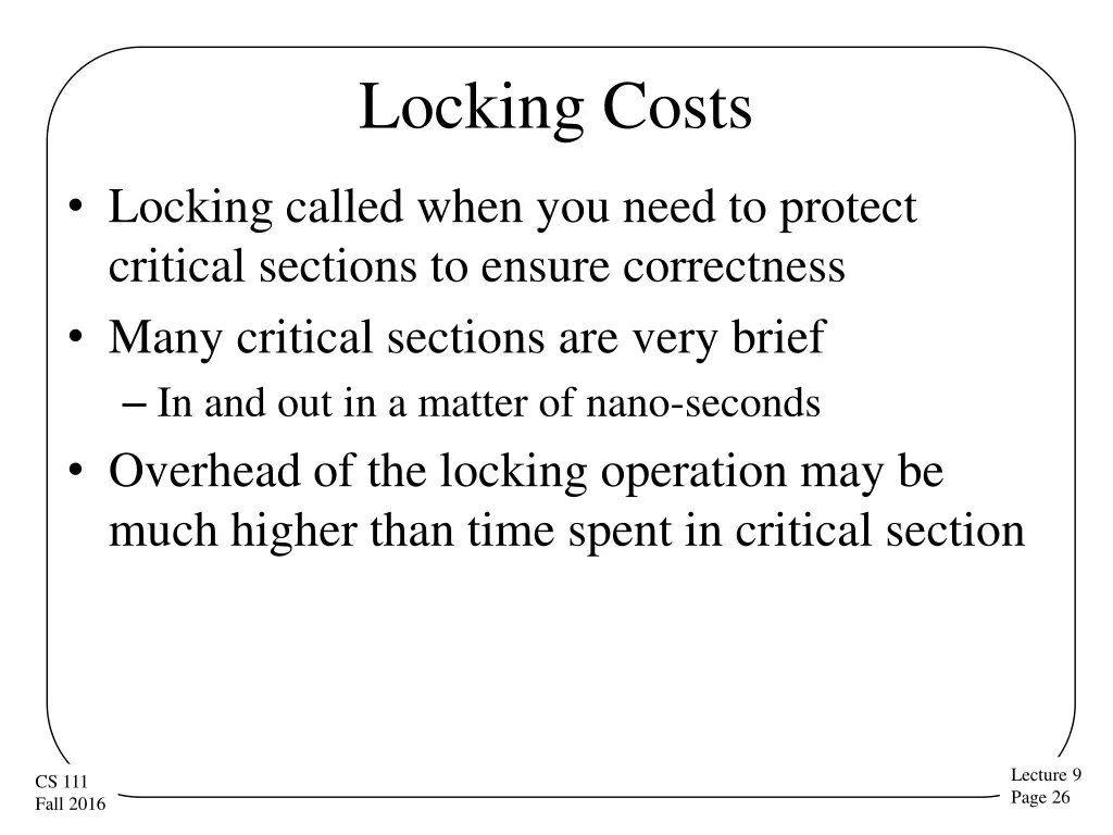 locking costs