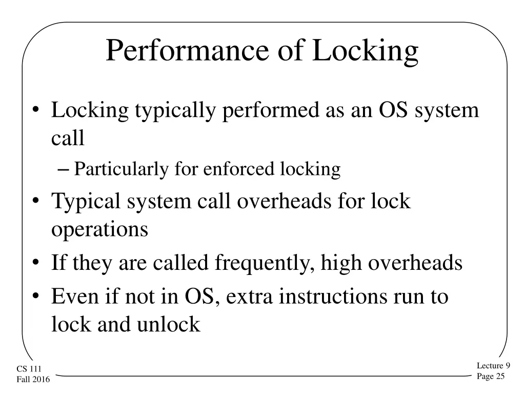 performance of locking