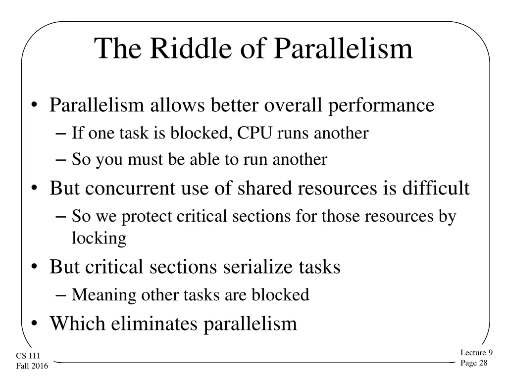 the riddle of parallelism