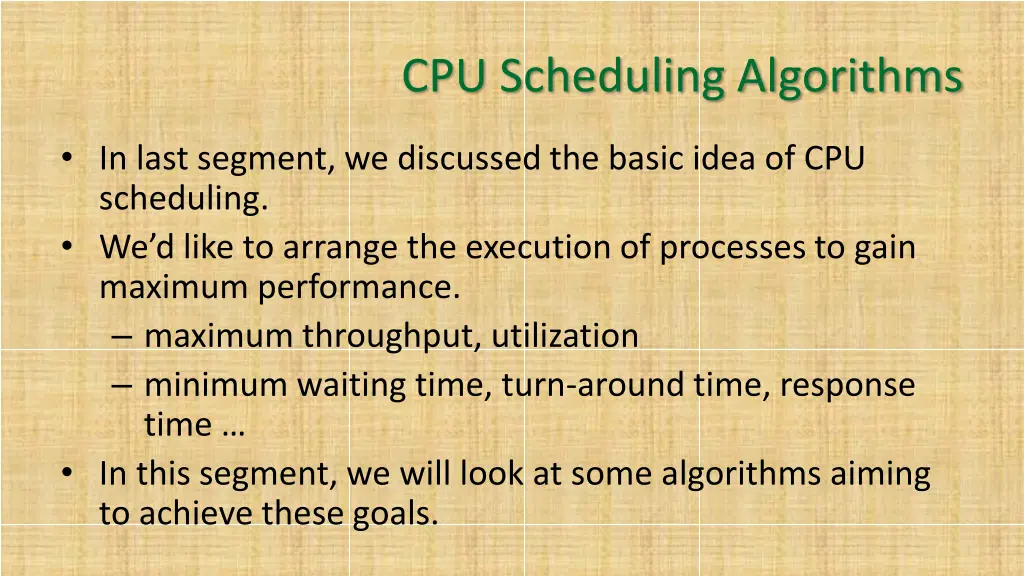 cpu scheduling algorithms