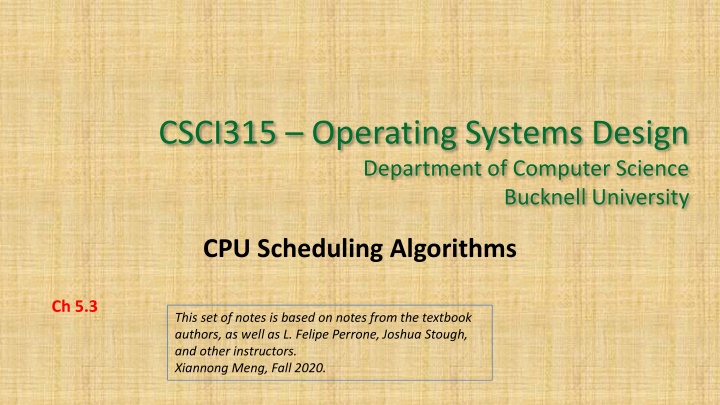 csci315 operating systems design department