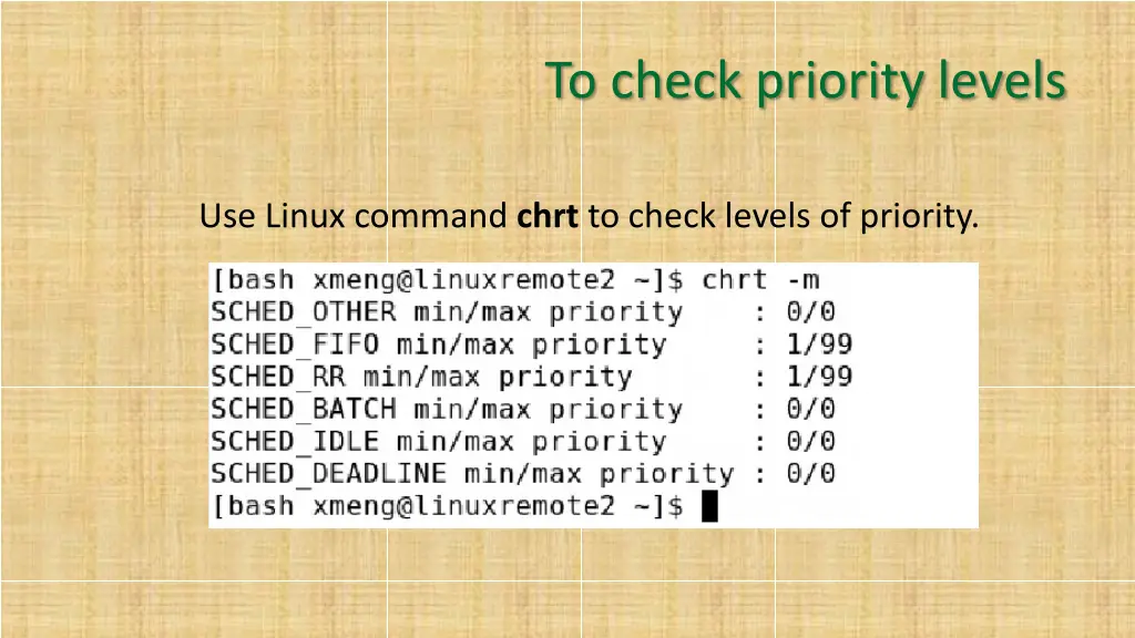 to check priority levels