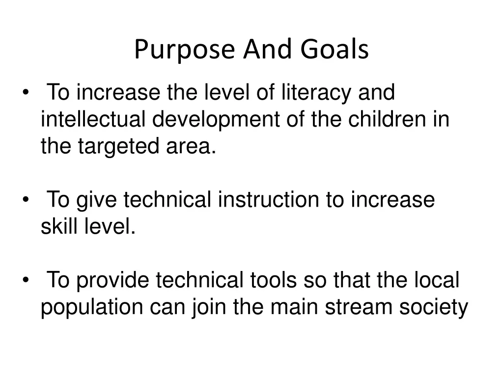 purpose and goals