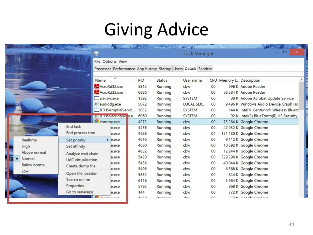 giving advice