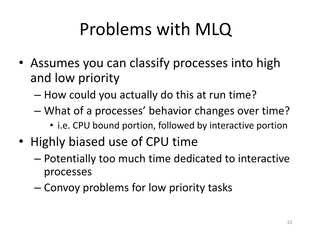 problems with mlq