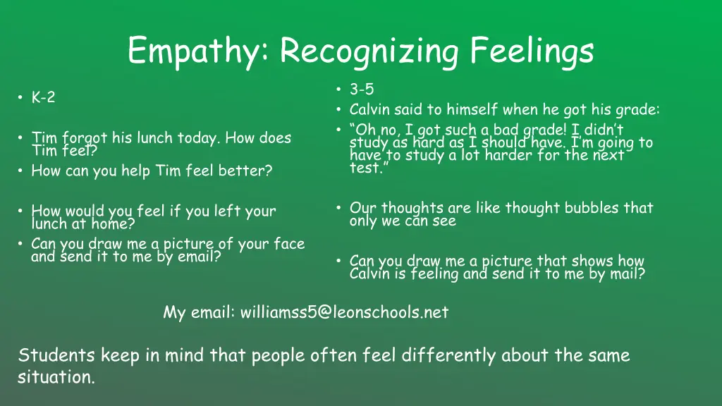 empathy recognizing feelings 3 5 calvin said