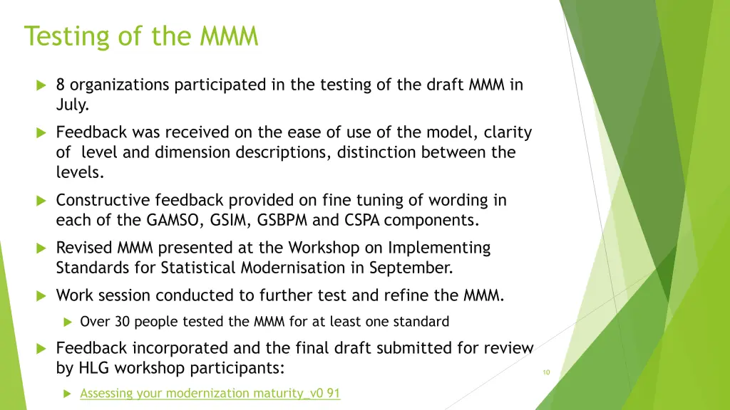 testing of the mmm