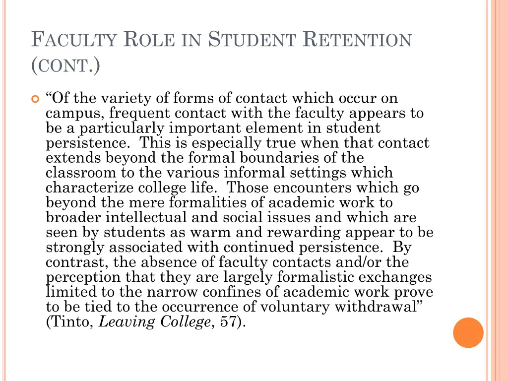 f aculty r ole in s tudent r etention cont