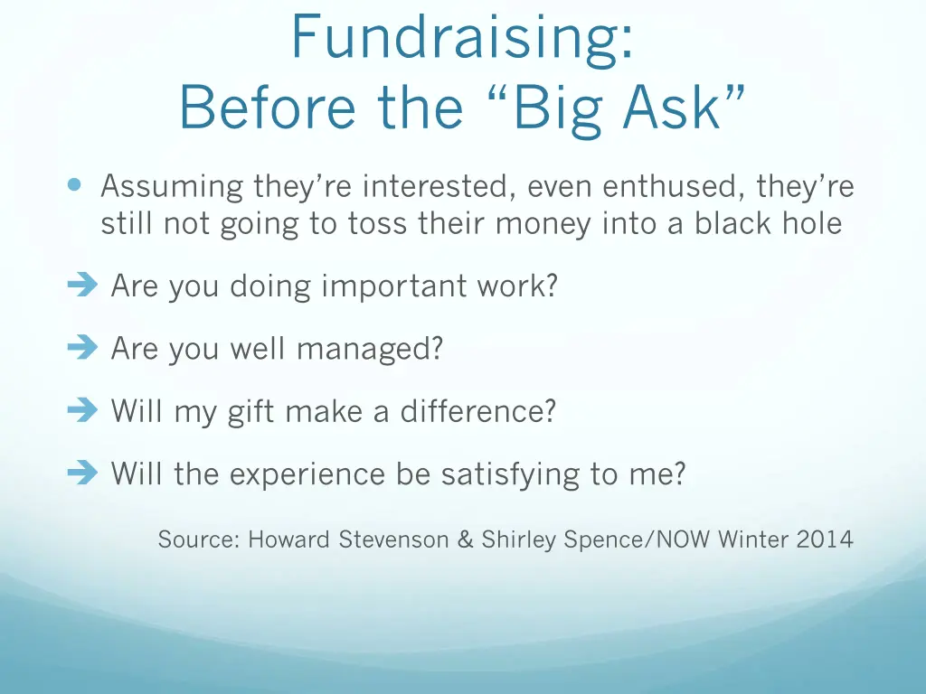 fundraising before the big ask