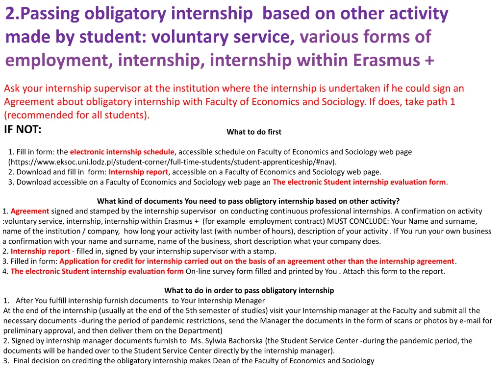 2 passing obligatory internship based on other