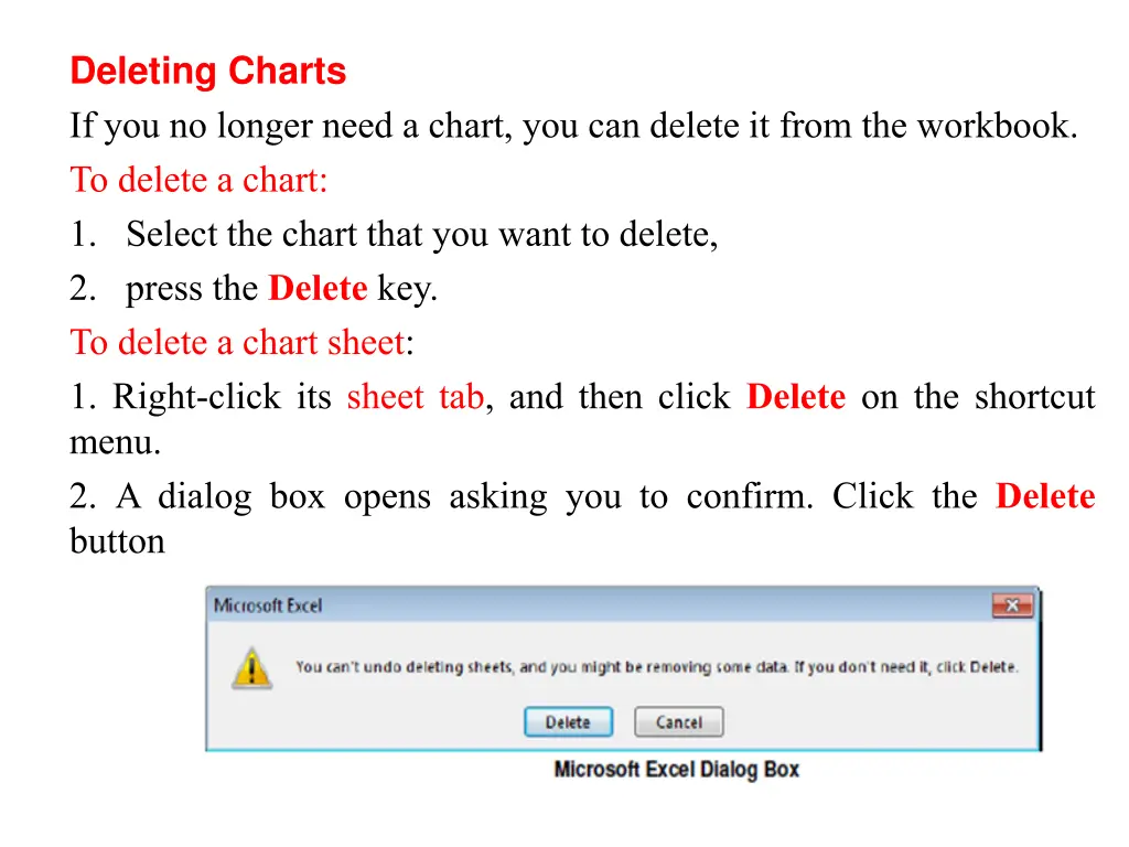 deleting charts if you no longer need a chart