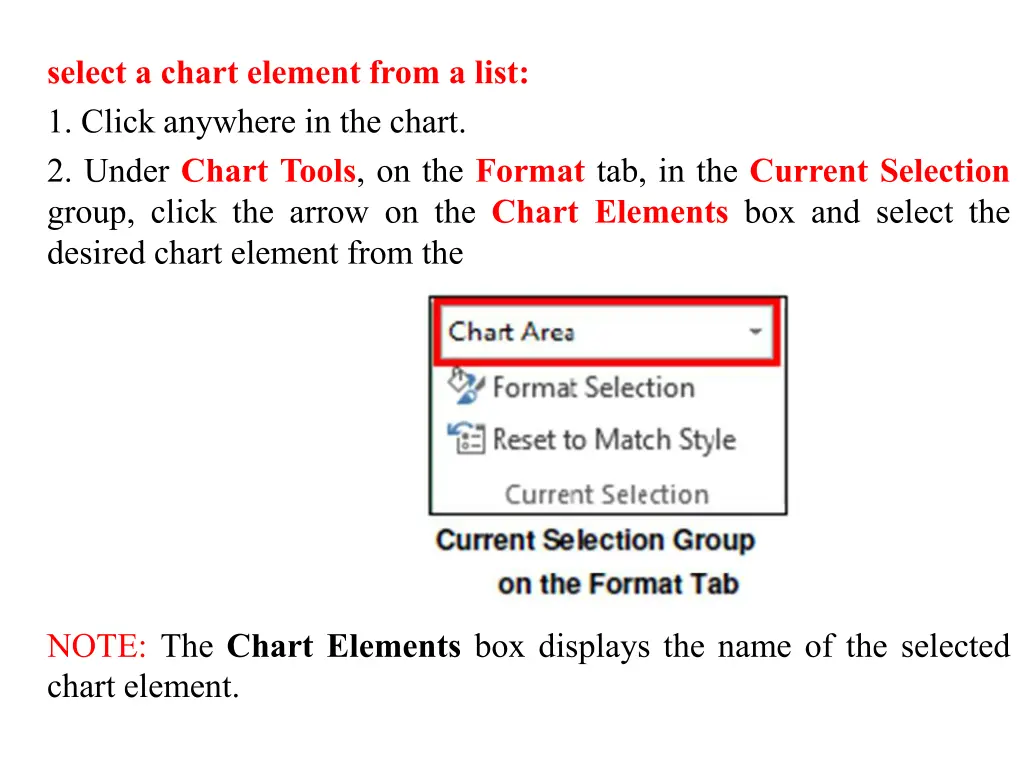 select a chart element from a list 1 click